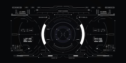 Leinwandbilder - HUD Futuristic Interface Screen Design Element. UI Technology Virtual Reality View Display Object Vector.	