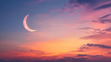 Wall Mural - Sunset with Crescent Moon