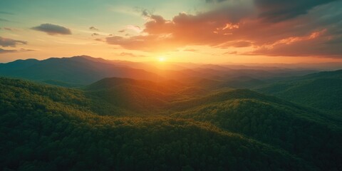 Wall Mural - mountain sunset landscape