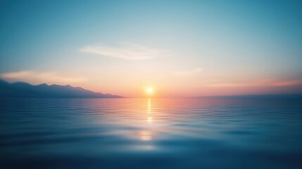 Wall Mural - sunset over ocean with mountains