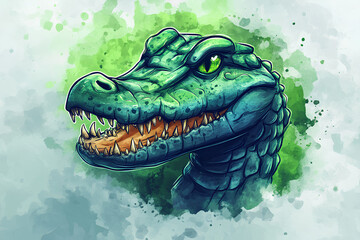 Sticker - crocodile mascot logo design watercolor