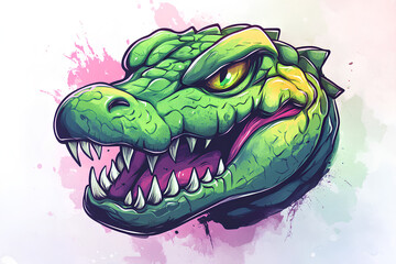 Poster - crocodile mascot logo design watercolor