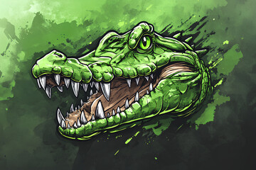 Poster - crocodile mascot logo design watercolor