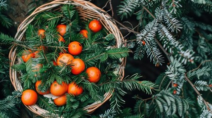 Poster - A basket of tangerines on the table