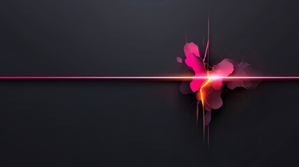 Abstract digital art with pink and orange light burst on a dark background.