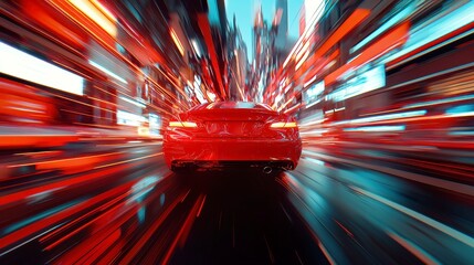 Poster - Dynamic technology interface showcasing abstract high-speed motion blur, emphasizing innovation and modernity, with ample negative space for creative use.