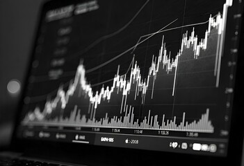 Stock market or forex trading graph on Touchscreen, finance And investment concept. Infographics on Futuristic virtual interface screen background