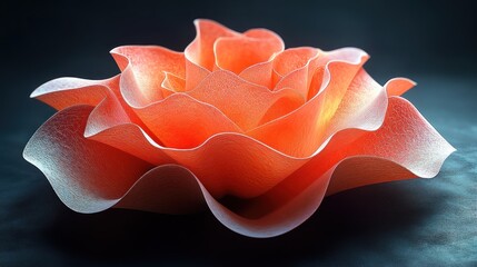 Poster - A luminous, delicate flower sculpture in soft orange hues.