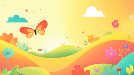 Poster - Abstract, cute background with bright colors and playful designs, made for International Children Day celebrations. Social or media background.