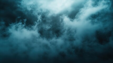 Poster - Black ground smoke and fog swirling in the air, casting shadows and darkening the scene. Isolated atmosphere with eerie, supernatural effects.