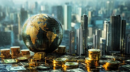 Poster - Business world and finance equity growth strategy, showing high return on investment, dividends, and mutual funds in response to raised interest rates.
