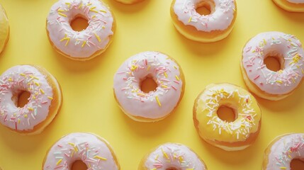 Wall Mural - Pink frosted donuts with sprinkles