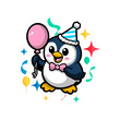 © Furqan - Party Penguin with Balloon and Confetti