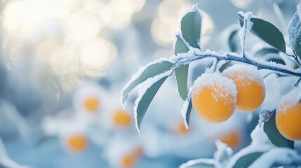 Wall Mural - Snow Covered Oranges.