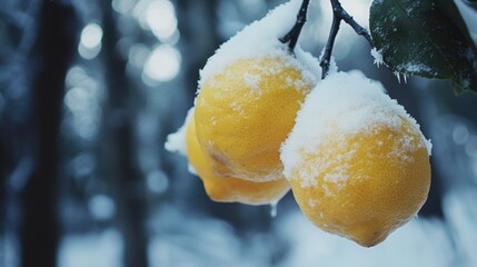 Wall Mural - Snow Covered Lemons.