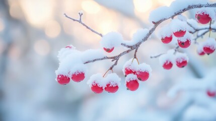 Wall Mural - Snow-Covered Berries.