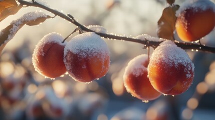 Wall Mural - Snow Covered Peaches.