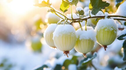 Wall Mural - Snowy Gooseberries.