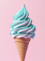 Poster - Blue Ice Cream Cone.