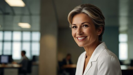 Wall Mural - Senior businesswoman smiling in an office