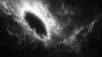 Sticker - A dramatic black-and-white depiction of a cosmic void.