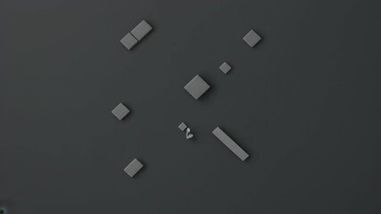 Poster - Gray abstract background with rotating lines and cubes in motion.