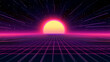 80s Retro Neon Synthwave Background in Vibrant Colors