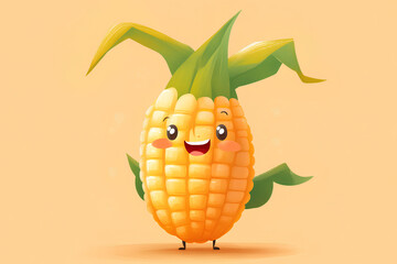 Sticker - cute corn character. cartoon illustration