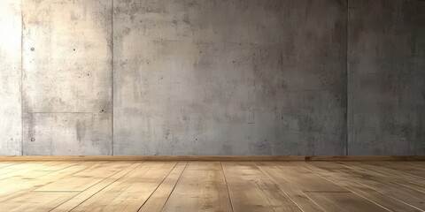 Sticker - Empty Room with Concrete Wall and Wooden Floor