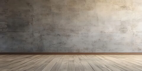 Sticker - Empty Room with Concrete Wall and Wooden Floor