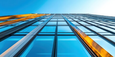 Poster - modern glass building against bright blue sky