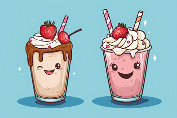 Sticker - character cartoon Cool milkshake illustration