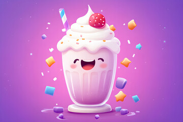 Sticker - character cartoon Cool milkshake illustration