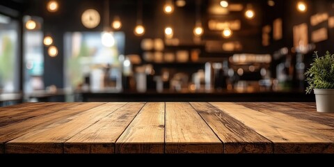 Sticker - Empty Wooden Table Top with Blurred Background