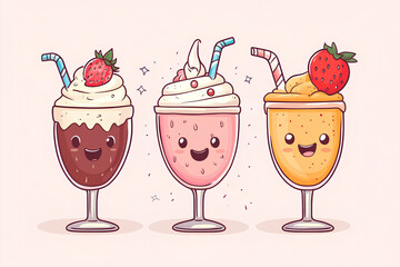 Sticker - character cartoon Cool milkshake illustration