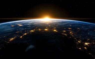 Wall Mural - Stunning view of earth from space at sunrise