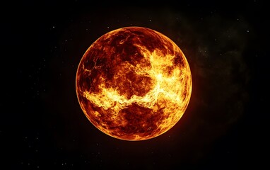 Wall Mural - Fiery red planet in the dark cosmos