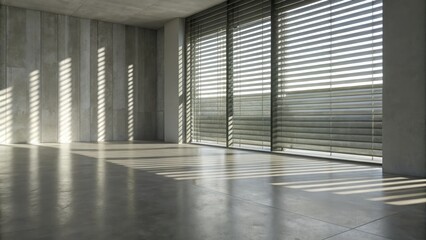 Wall Mural - Spacious modern room with striped shadow patterns.