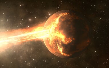 Wall Mural - Fiery planet in the cosmos
