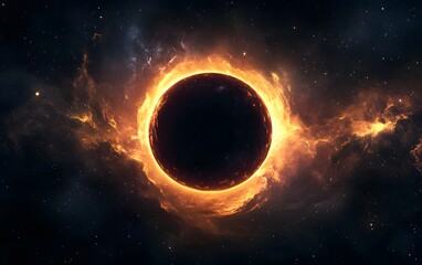 Wall Mural - dramatic fiery black hole in deep space