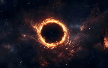 Wall Mural - fiery cosmic black hole in deep space