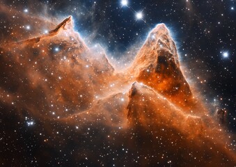 Wall Mural - stunning cosmic landscape with glowing nebula and stars
