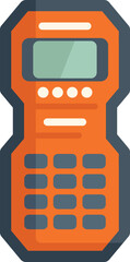 Poster - Orange price gun featuring a display screen and a keyboard, simplifying pricing tasks in retail and inventory management