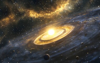 Wall Mural - stunning cosmic galaxy with swirling stars and planets
