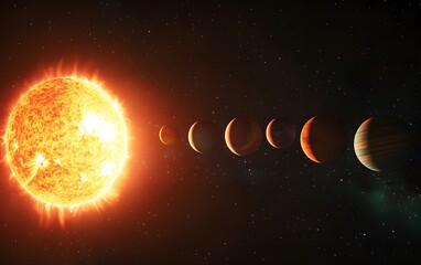 Wall Mural - artistic depiction of the solar system planets orbiting the sun