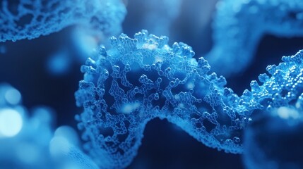 Poster - Close-up of intricate molecular structures in blue tones, representing scientific concepts.