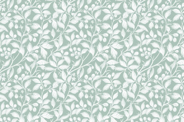  Toile floral pattern tapestry. Arts and Crafts. Vintage monochrome  botanical wallpaper pattern. Background image. Created with Generative AI technology