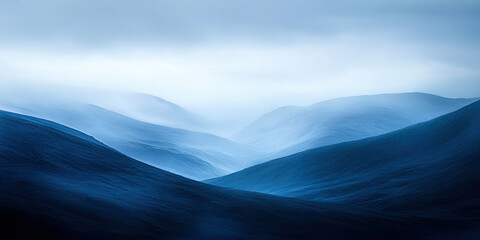Wall Mural - A beautiful blue mountain range with a clear sky