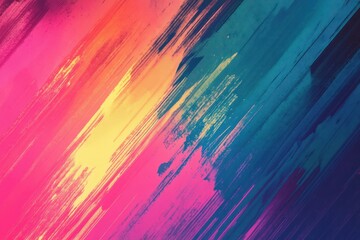 Poster - Distorted abstract gradient background with colorful hues. Soft texture pattern featuring vibrant digital noise. Retro vintage style with multicolored lo-fi vhs glitch effects