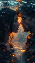 Wall Mural - Underwater Romance: A Couple's Intimate Kiss